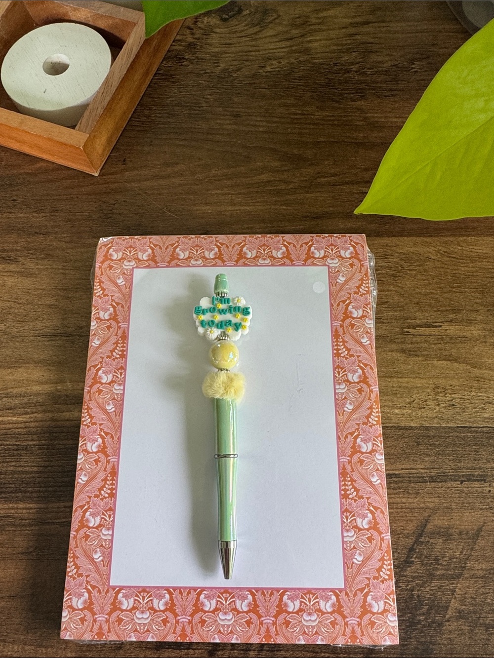 Whimsical Mint & Yellow Pom Pom Decorative Pen
